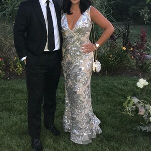 Jovani Plunging Neckline Embellished Dress, size 6, worn once